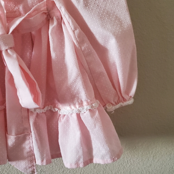Vintage Frilly Pink Swiss Dot and Lace Dress - Picture 3 of 6